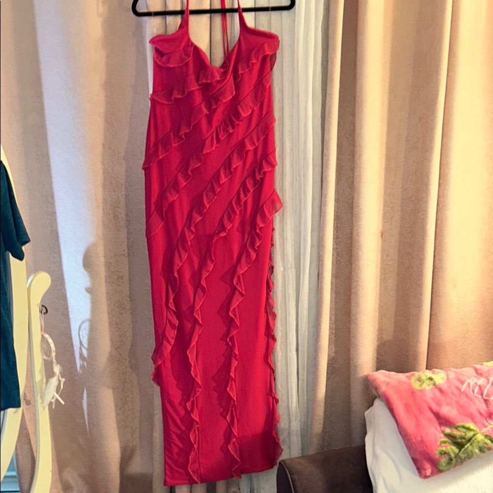 NWT Oh Polly Size 12 Elegant Red Ruffle Dress